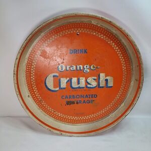 Orange Crush Vintage Metal Soda Serving Tray Orange 1947 Litho USA Advertising